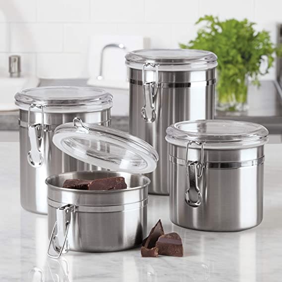 Set Of 4 Stainless Steel Airtight Sealed Canister, Coffee Flour Sugar Tea Container, Kitchen Container Seal Storage Jars With Plastic Cover, Miscellaneous Grain Food Storage Containers, Metal Sealed Can, Tea Leaf Organizer, Kitchen Accessories Set Of 4 Stainless Steel Airtight Sealed Canister, Coffee Flour Sugar Tea Container, Kitchen Container Seal Storage Jars With Plastic Cover, Miscellaneous Grain Food Storage Containers, Metal Sealed Can, Tea Leaf Organizer, Kitchen Accessories